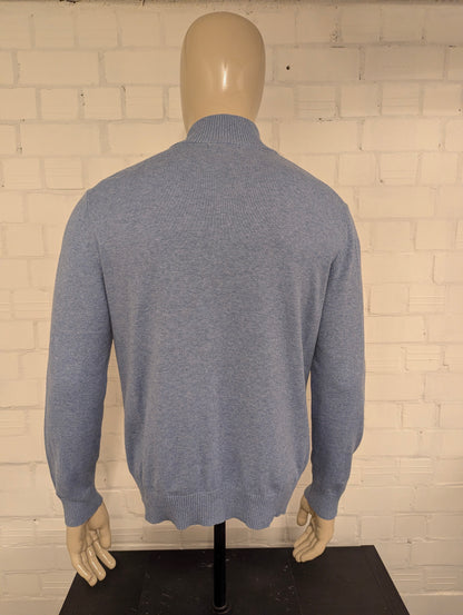 Nautica Quarter Zip trui met korte rits. Blauw gemêleerd. Maat L.