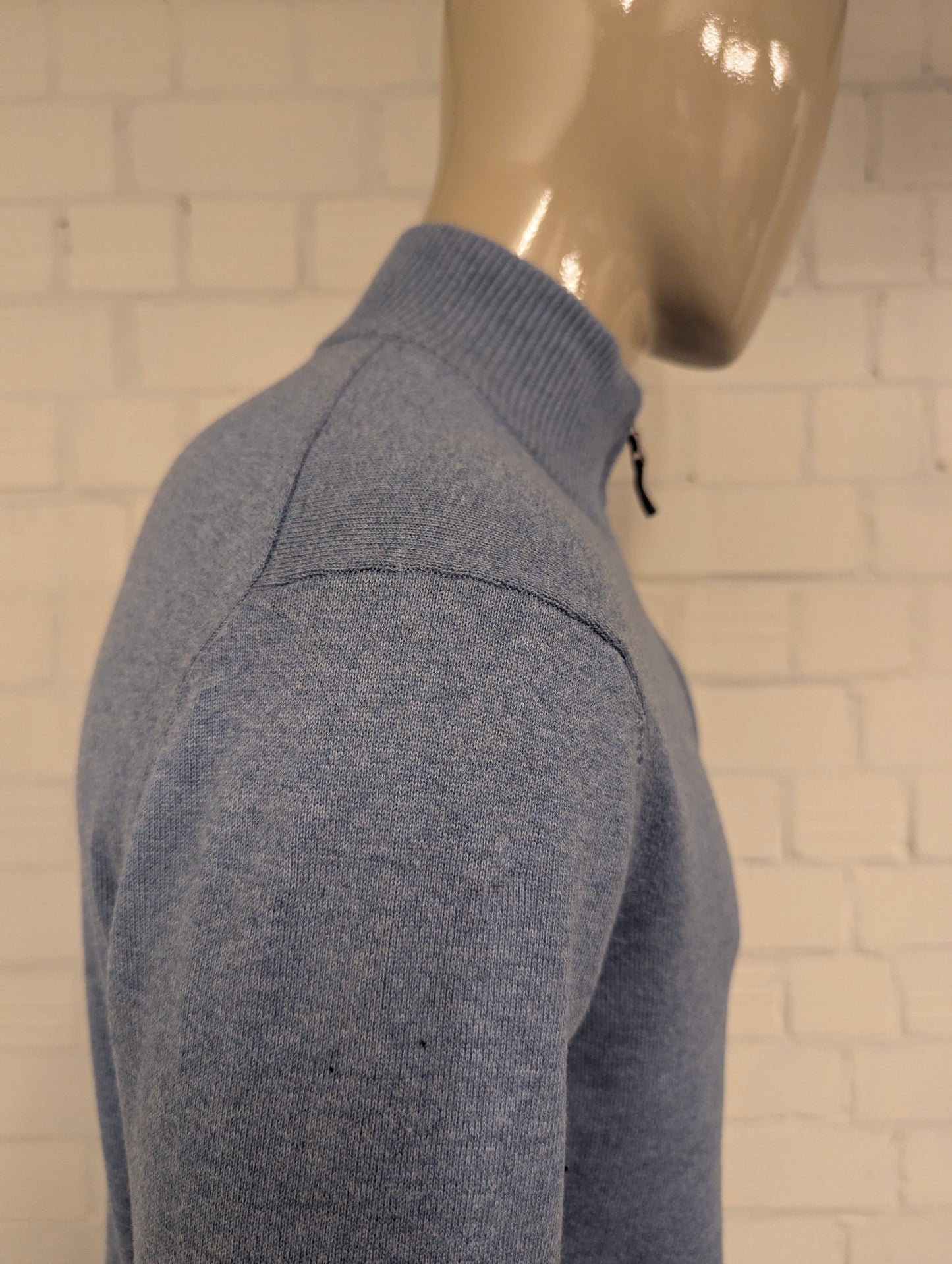 Nautica Quarter Zip trui met korte rits. Blauw gemêleerd. Maat L.