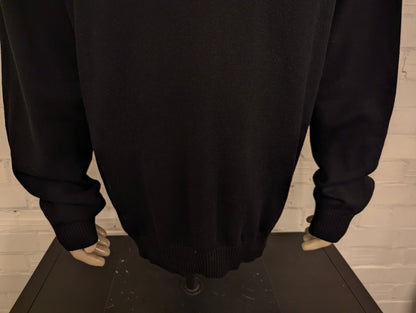 Nautica Quarter Zip trui met rits en borstzak en elleboogstukken. Zwart gekleurd. Maat 2XL / XXL.