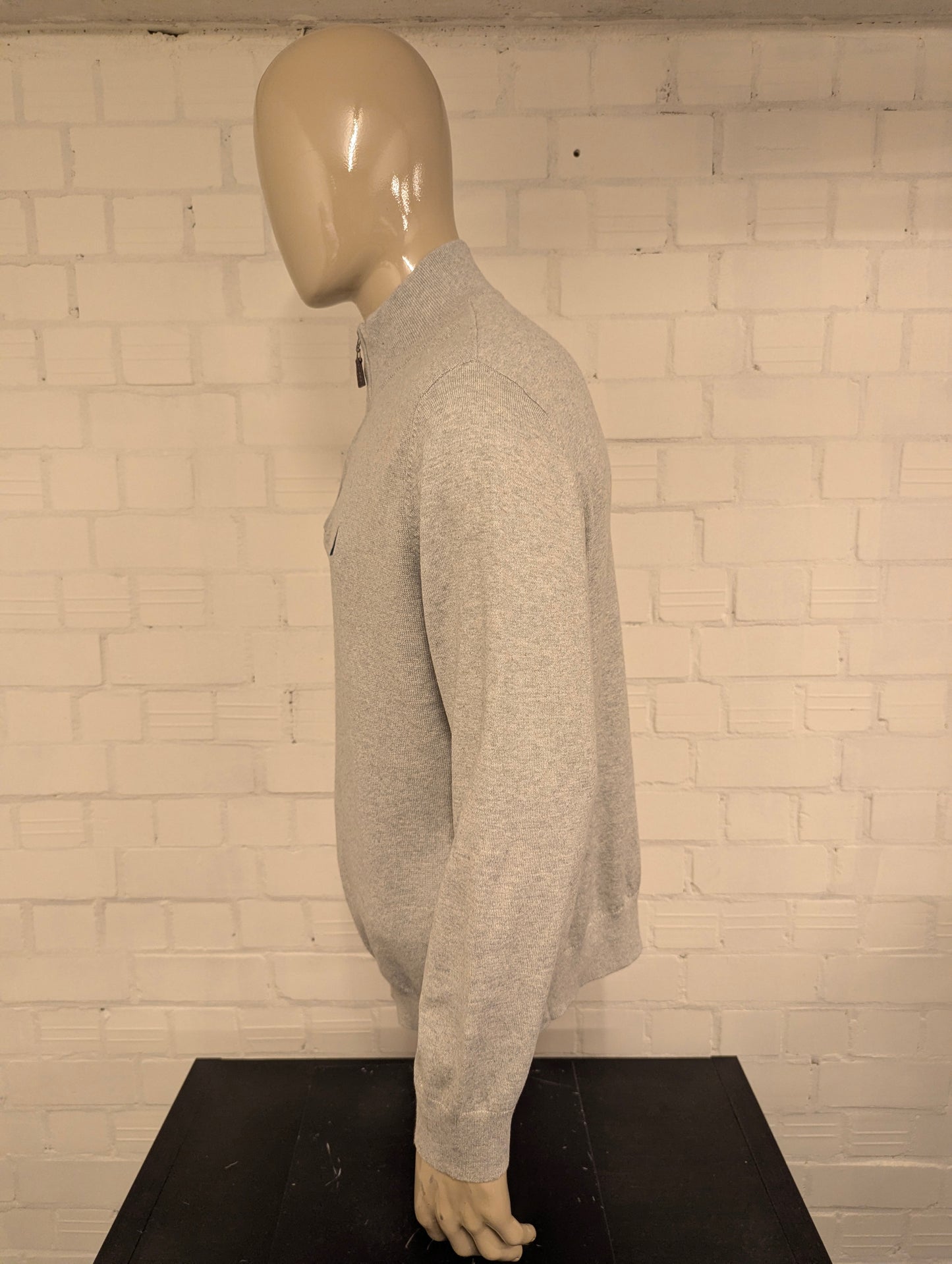 Nautica NavTecht Quarter Zip trui met korte rits. Grijs gemêleerd. Maat XL.