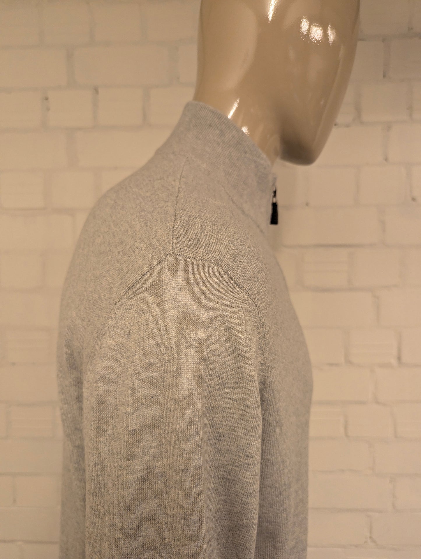 Nautica NavTecht Quarter Zip trui met korte rits. Grijs gemêleerd. Maat XL.