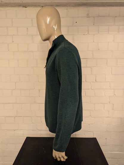 Nautica Quarter Zip trui met korte rits. Groen Blauw gemêleerd. Maat L.