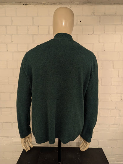 Nautica Quarter Zip trui met korte rits. Groen Blauw gemêleerd. Maat L.