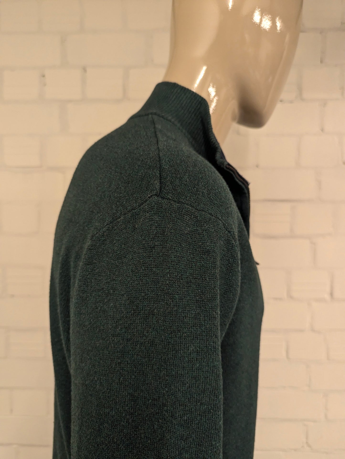 Nautica Quarter Zip trui met korte rits. Groen Blauw gemêleerd. Maat L.