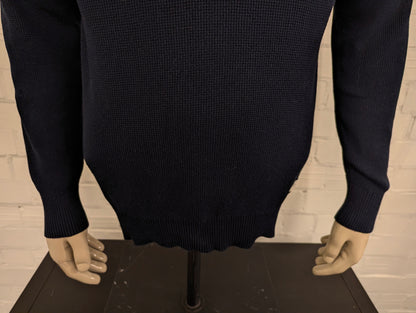 Nautica Jeans Quarter Zip trui met korte rits. Blauw Grijs gestreept. Maat L.