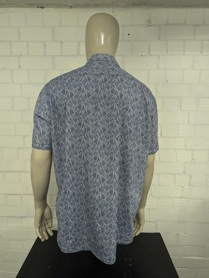 Casa Moda overhemd korte mouw. Blauw Witte print. Maat 2XL / XXL. casual fit.