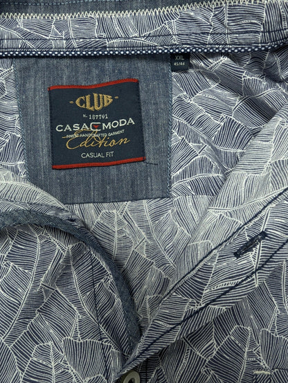 Casa Moda overhemd korte mouw. Blauw Witte print. Maat 2XL / XXL. casual fit.