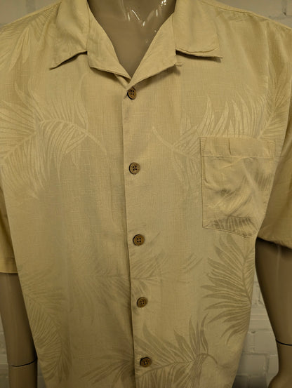 Jamaica Jaxx Zijden Hawaii overhemd korte mouw. Licht Geel motief. Maat 2XL / XXL.