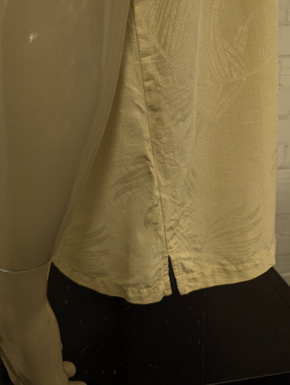 Jamaica Jaxx Zijden Hawaii overhemd korte mouw. Licht Geel motief. Maat 2XL / XXL.
