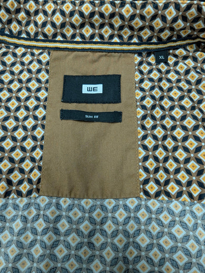 WE Fashion overhemd. Geel Bruine 70's print. Maat XL. slim fit.