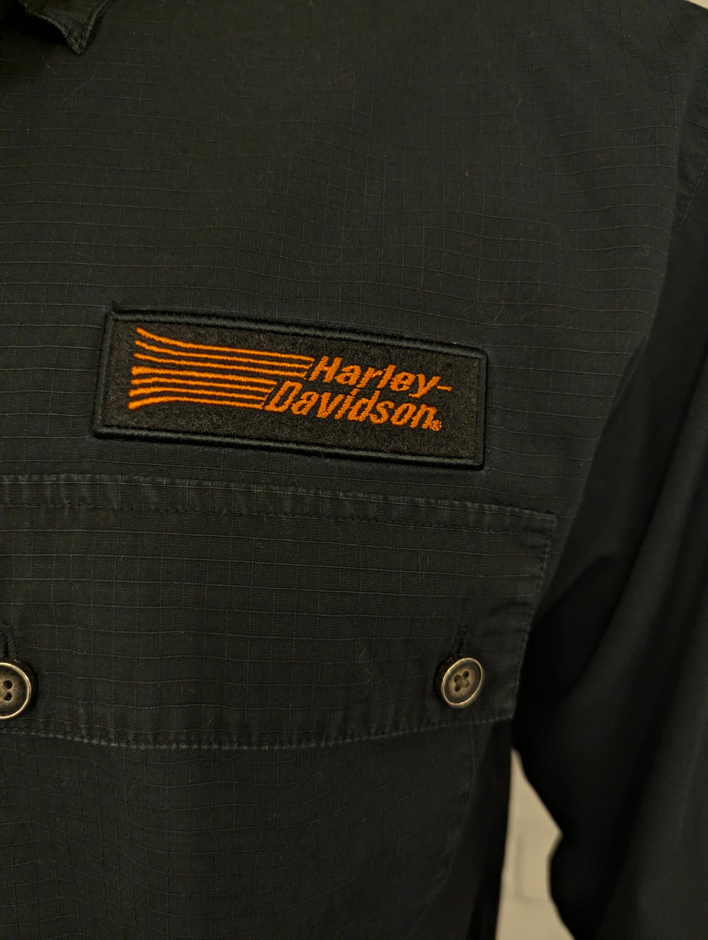 Original Harley Davidson overhemd. Zwarte met mooie emblemen. Maat XL.
