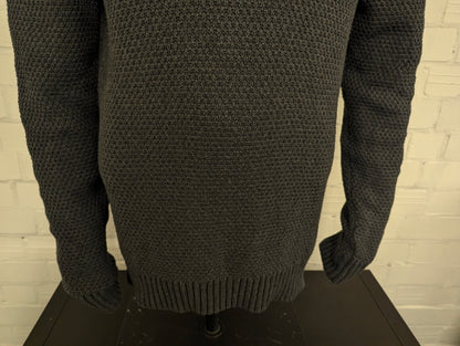 Nautica Quarterzip trui met korte rit. Grijs voelbaar motief. Maat L.