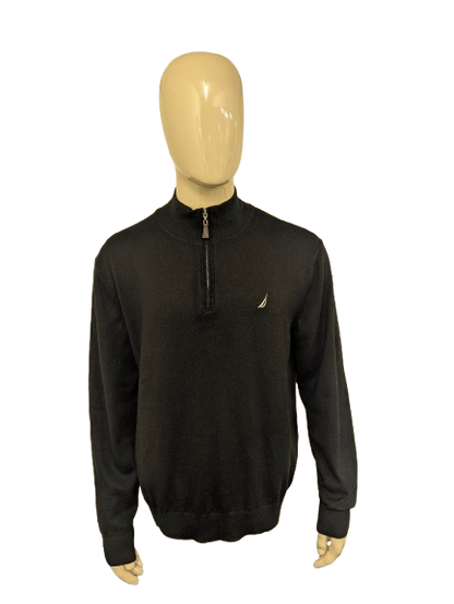 Nautica Navtech Quarterzip trui met korte rits. Zwart gekleurd. Maat XL.