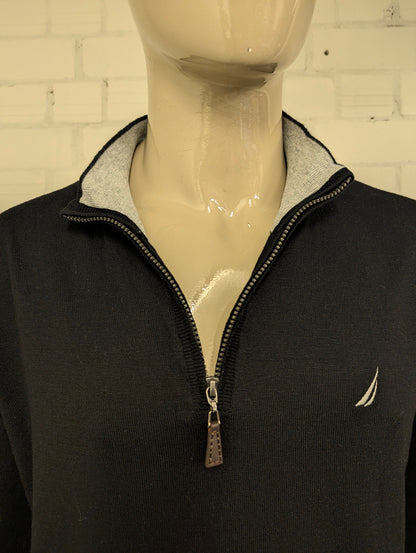 Nautica Navtech Quarterzip trui met korte rits. Zwart gekleurd. Maat XL.