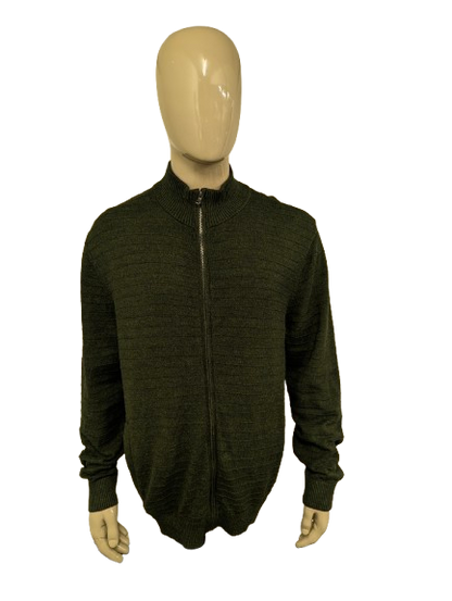 Nautica vest. Donker Groen voelbaar gestreept motief. Maat XL.
