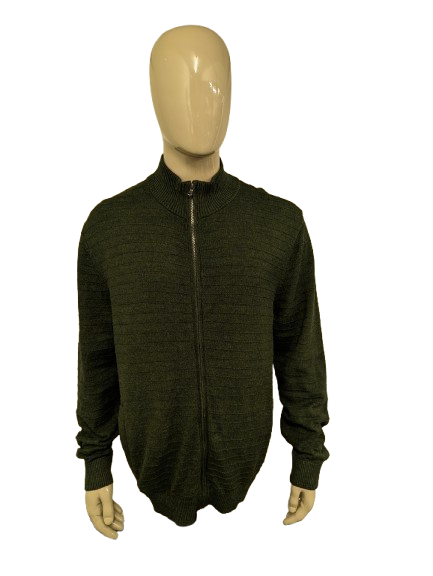 Nautica vest. Donker Groen voelbaar gestreept motief. Maat XL.