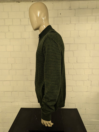 Nautica vest. Donker Groen voelbaar gestreept motief. Maat XL.