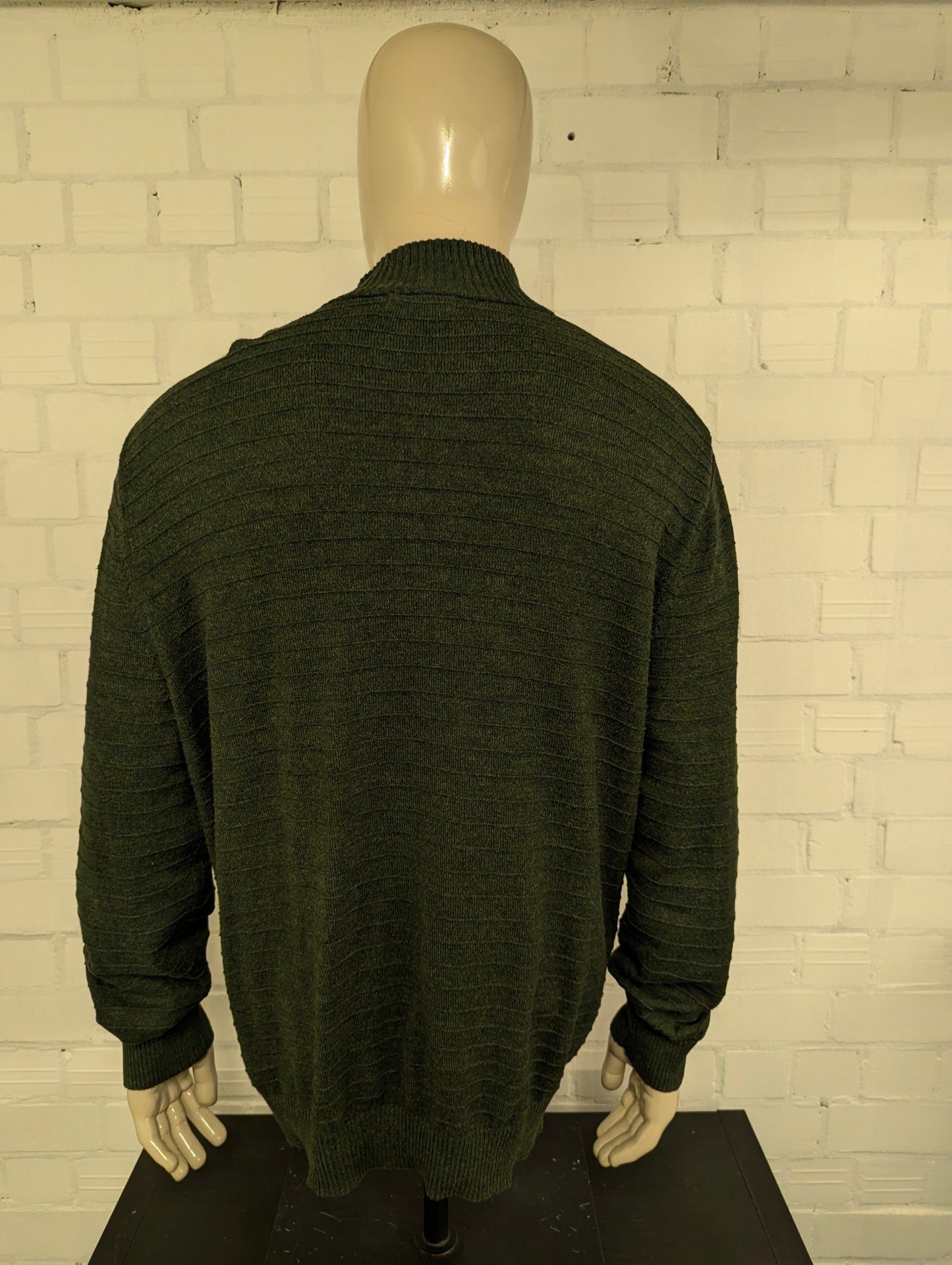 Nautica vest. Donker Groen voelbaar gestreept motief. Maat XL.