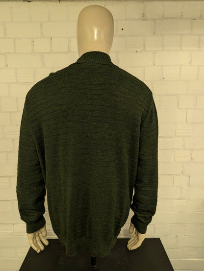 Nautica vest. Donker Groen voelbaar gestreept motief. Maat XL.