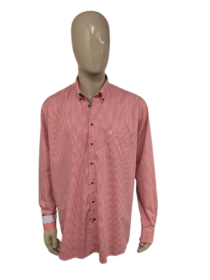 Ledub overhemd. Rood Wit geblokt. Maat 2XL / XXL.