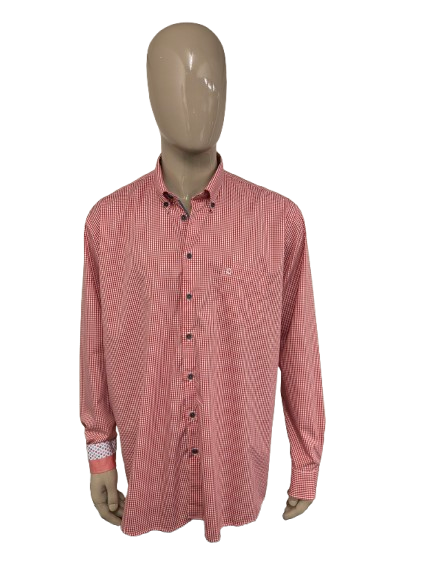 Ledub overhemd – rood/wit geblokt – maat 2XL