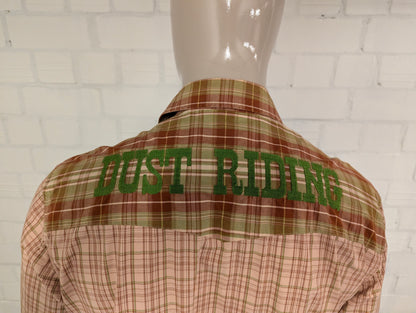 EDC overhemd met drukknopen. Groen Roze Bruin geruit. Western Style. Maat XL.