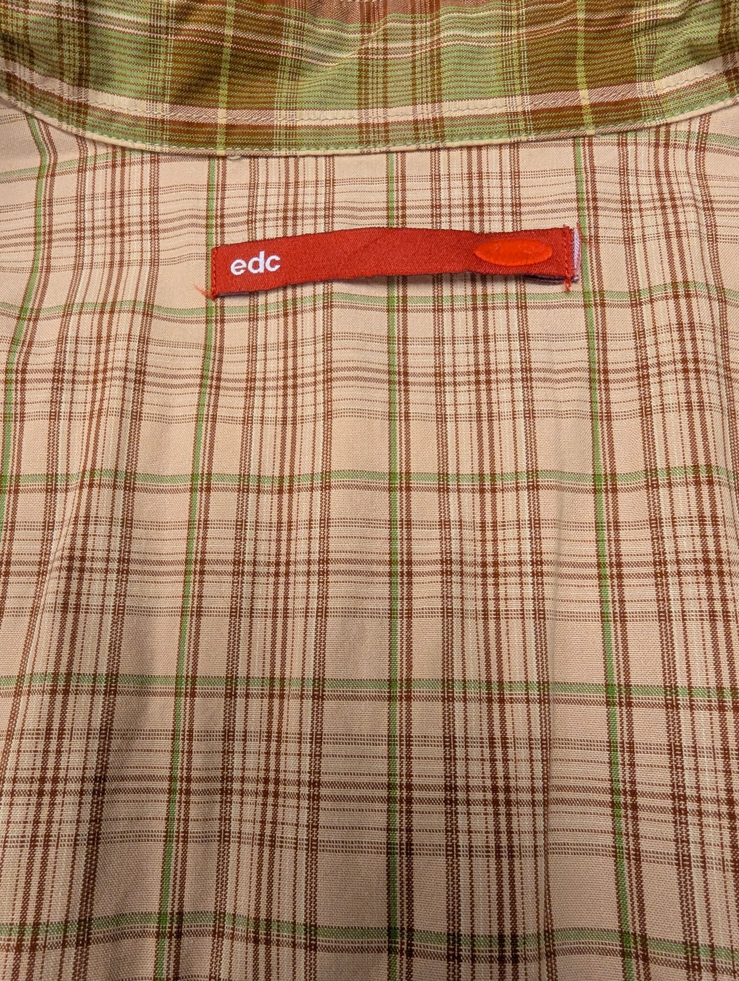 EDC overhemd met drukknopen. Groen Roze Bruin geruit. Western Style. Maat XL.