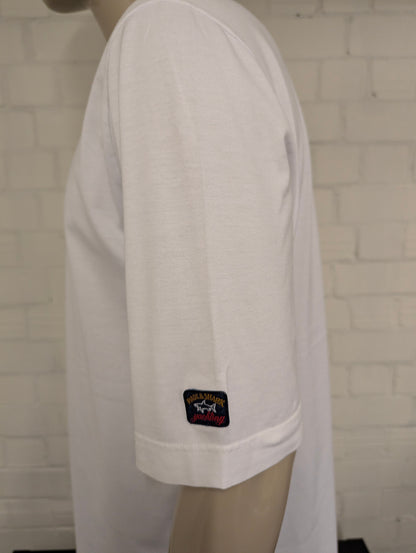 Paul & Shark shirt. Wit met opdruk. Maat 2XL / XXL.