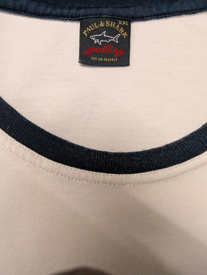 Paul & Shark shirt. Wit met opdruk. Maat 2XL / XXL.