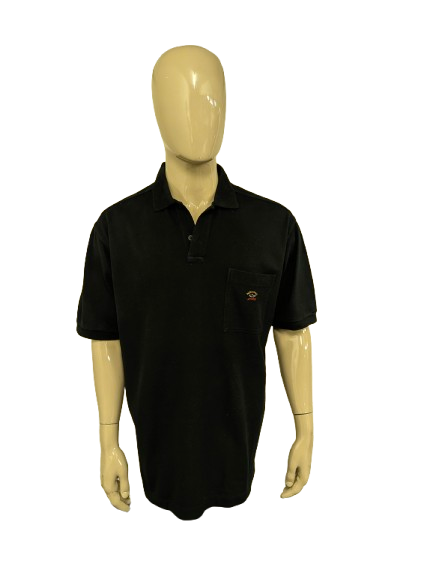 Paul & Shark polo met borstzakje. Zwart gekleurd. Maat 2XL / XXL.