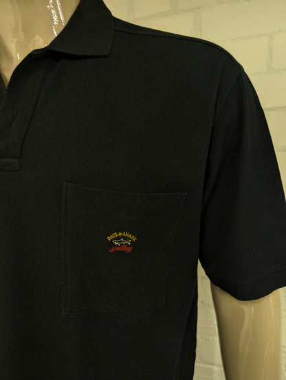 Paul & Shark polo met borstzakje. Zwart gekleurd. Maat 2XL / XXL.