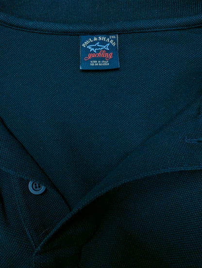 Paul & Shark polo met borstzakje. Zwart gekleurd. Maat 2XL / XXL.
