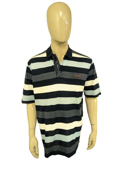 Paul & Shark polo. Blauw gestreept motief. Maat 2XL / XXL.