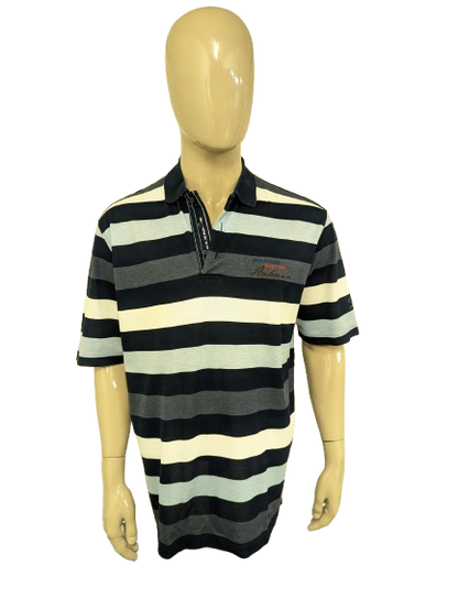 Paul & Shark polo. Blauw gestreept motief. Maat 2XL / XXL.