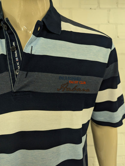 Paul & Shark polo. Blauw gestreept motief. Maat 2XL / XXL.