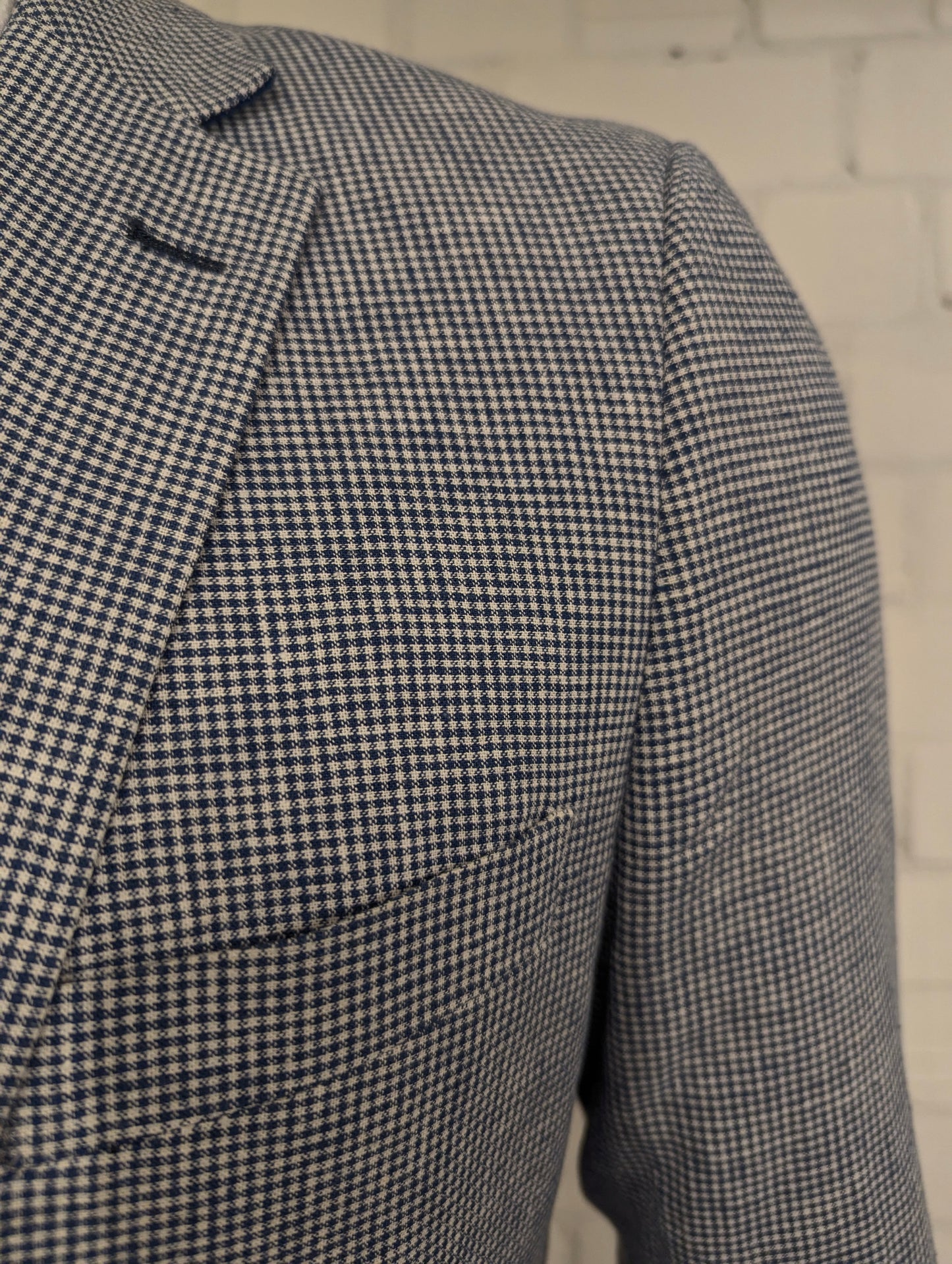 Vintage LIV colbert. Blauw Wit motief. Maat 53 / L.