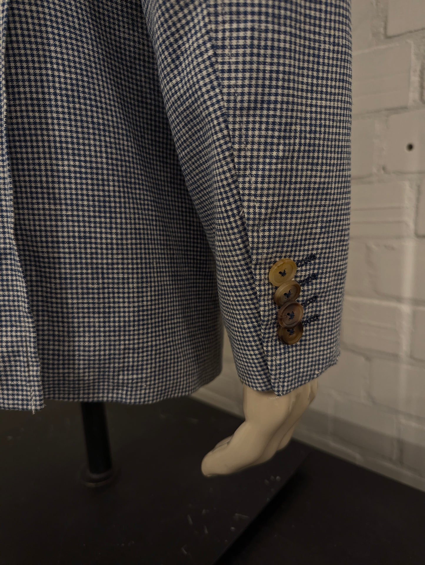 Vintage LIV colbert. Blauw Wit motief. Maat 53 / L.