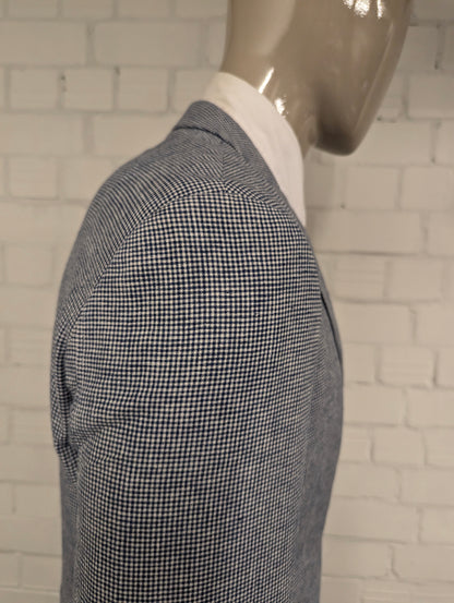 Vintage LIV colbert. Blauw Wit motief. Maat 53 / L.