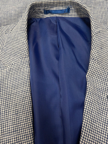 Vintage LIV colbert. Blauw Wit motief. Maat 53 / L.