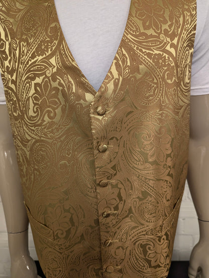 Barry Wang gilet – goud/koper paisley – maat 4XL
