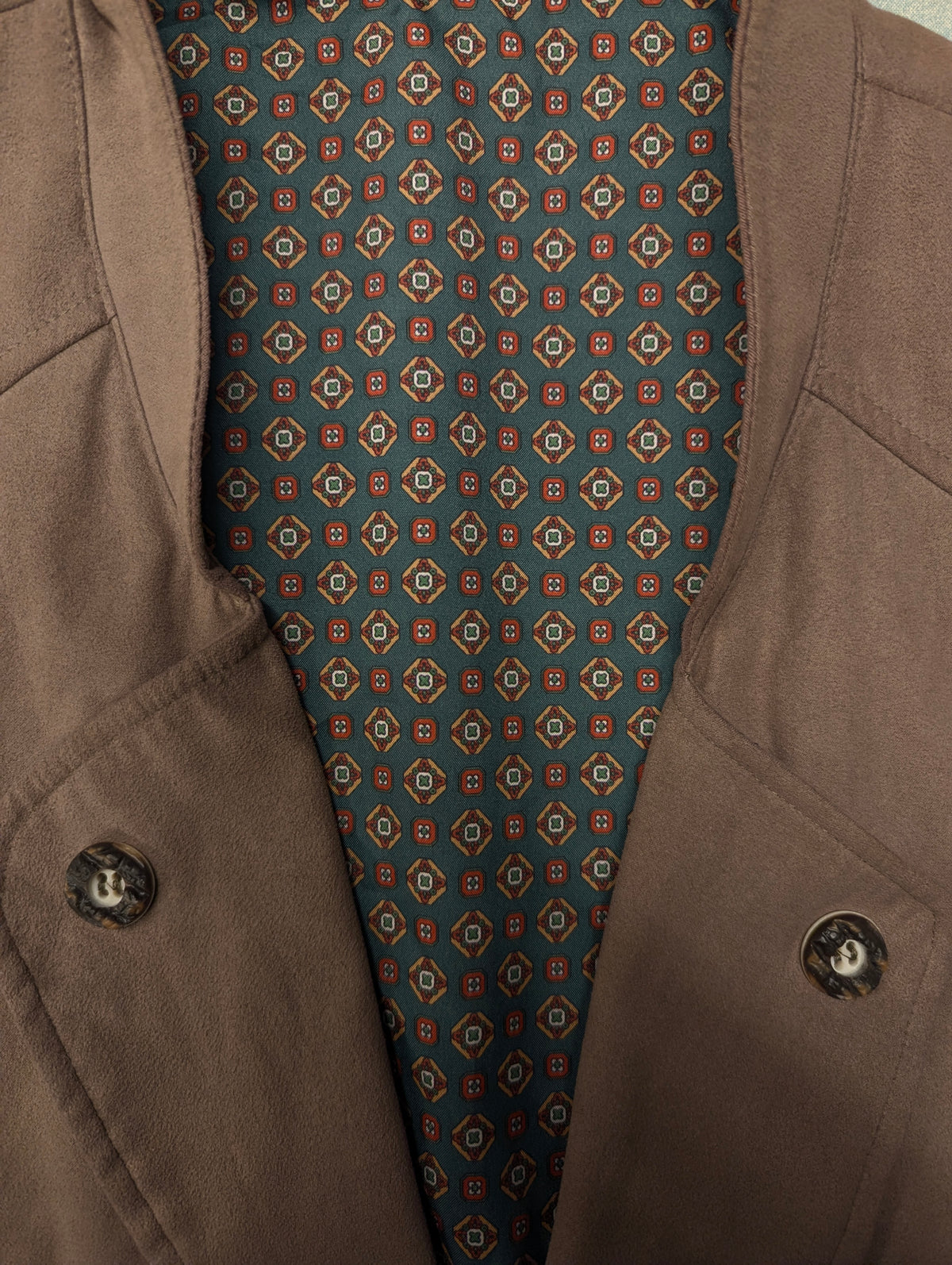 Vintage Alpin-look gilet met binnenzak – bruin suèdelook – maat 2XL