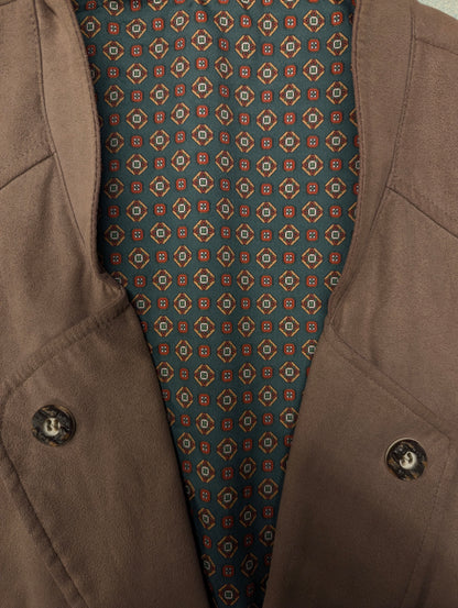 Vintage Alpin-look gilet met binnenzak – bruin suèdelook – maat 2XL