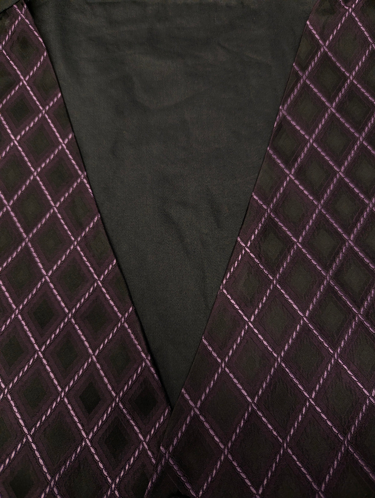 Vintage gilet – paars/zwart ruitmotief – maat 2XL
