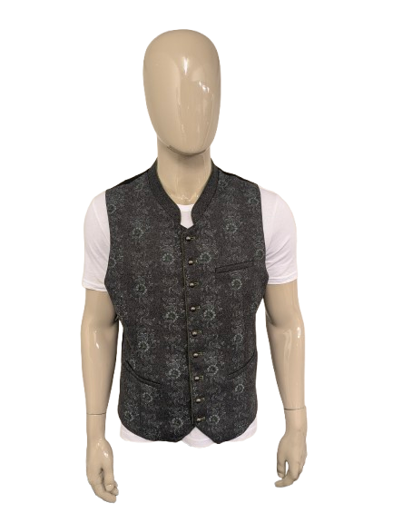 Alpin wollen gilet met binnenzak – grijs/groen motief – maat L