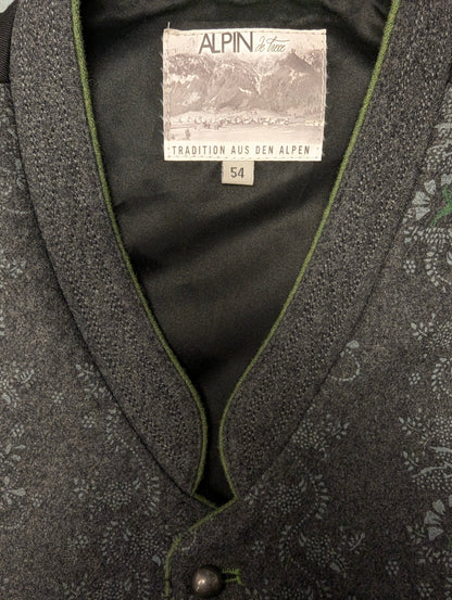 Alpin wollen gilet met binnenzak – grijs/groen motief – maat L