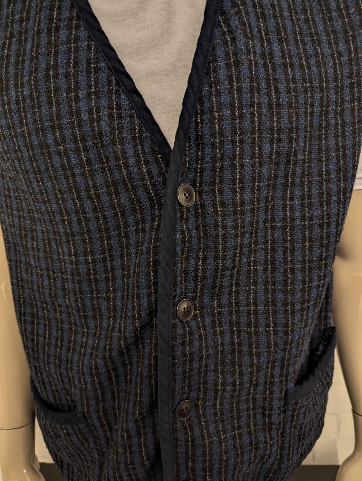 John Slim gilet – blauw/grijs geruit – maat XL