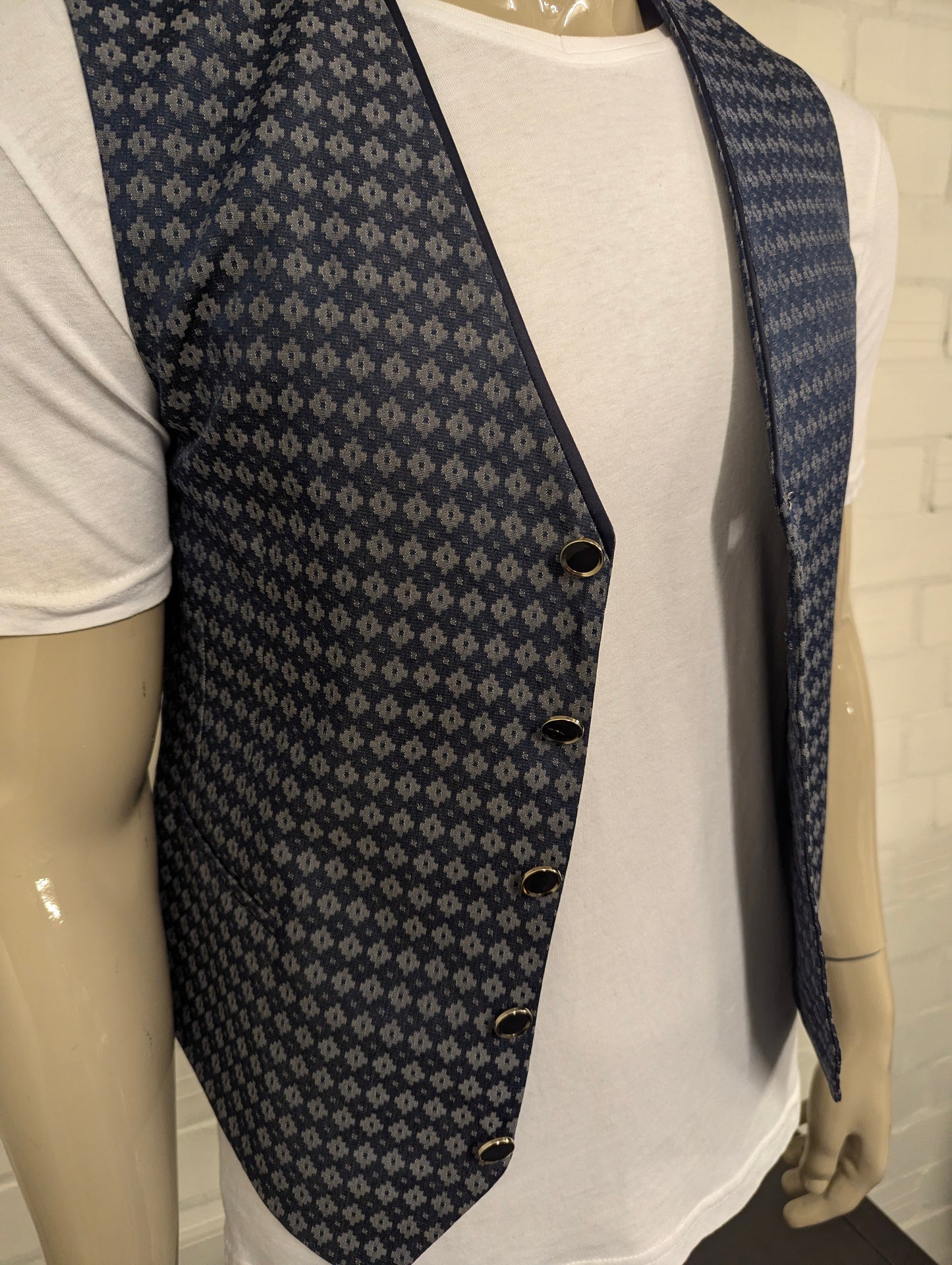 Torres Cerimonia gilet – blauw/grijze print – maat M