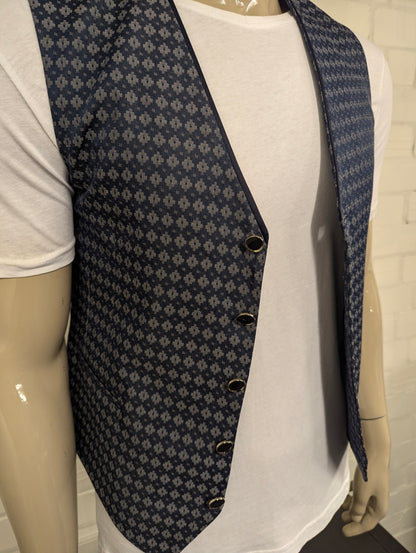 Torres Cerimonia gilet – blauw/grijze print – maat M
