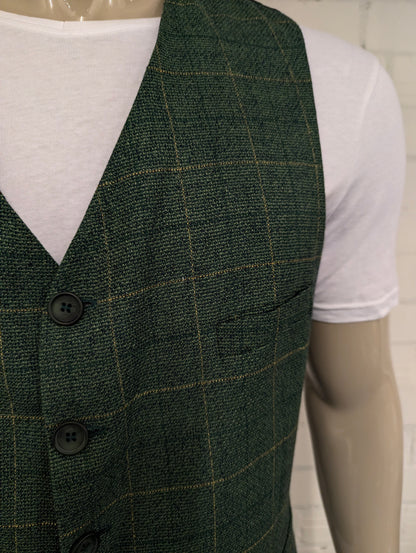 Vintage Angelo Litrico gilet. Groen Geel geruit. Maat L.