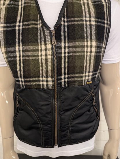Wrangler gilet/bodywarmer met rits – zwart/groen/beige geruit – maat XL
